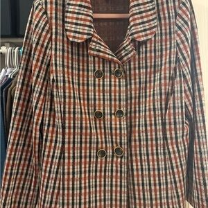 CAbi Red and Black Plaid Pea Coat